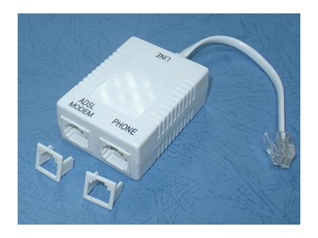 In-line DSL-Filter mit 1 RJ11 Stecker auf  2  RJ11 Buchsen
