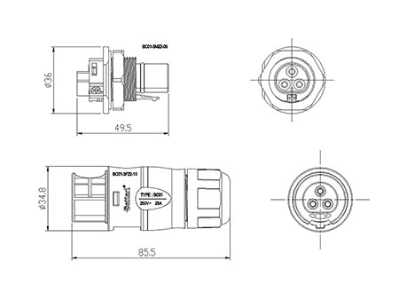 BC01 (FC2) Rundsteckverbinder  Board-to-Wire
