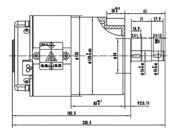 750W Antriebsmotor, DC Bürstenmotor, PMDC Motor ZD125B                     Elektrische Antriebe für Flurförderzeuge zur Steuerung von horizontaler Bewegung